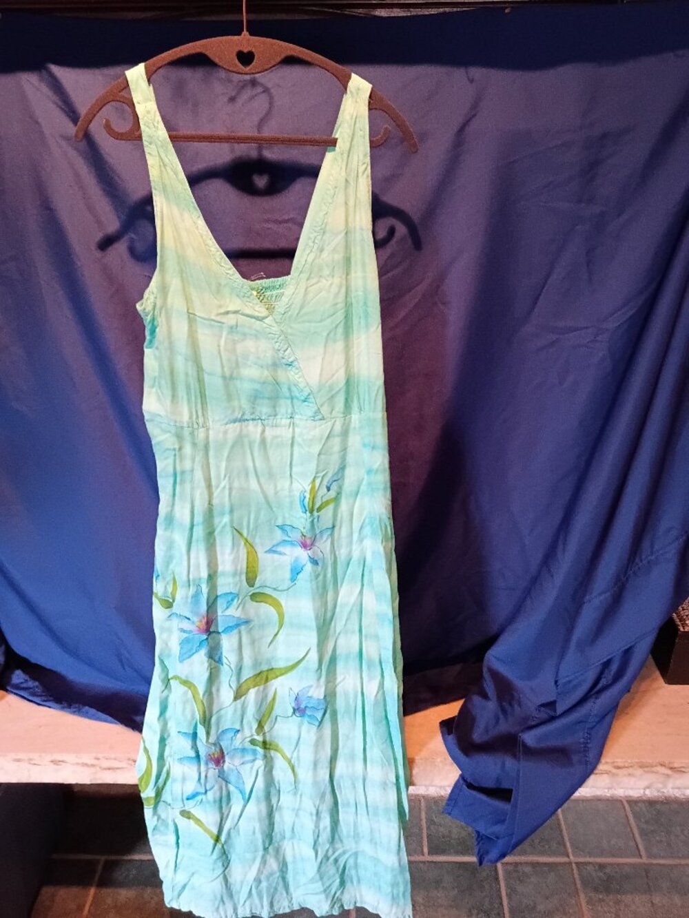 NWOT Aqua print beachy dress Large